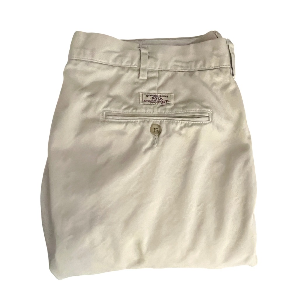 Polo Ralph Lauren Classic Chino Pants Khaki‎ Mens Size 38x30 Flat Front Cotton